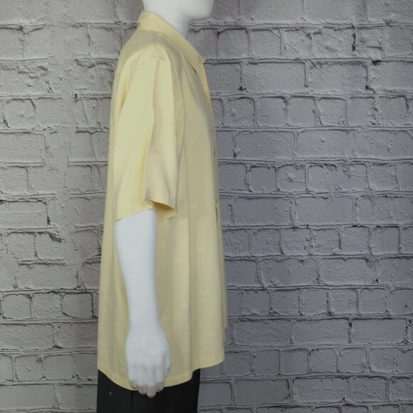 Tori Richard Yellow Silk Short Sleeve Button Down Shirt, Men's XL - Picture 3 of 9